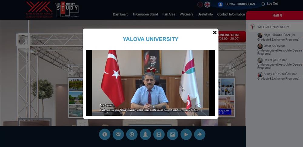 Üniversitemiz Study in Turkey YÖK Sanal Fuarı'nda yerini aldı